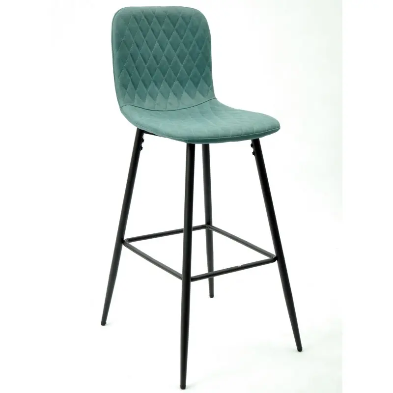 Taburete Marvis tejido técnico turquesa costuras en rombos 72,5cm - Taburetes hosteleria