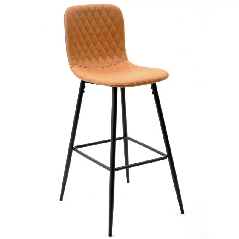 Taburete Marvis tejido técnico naranja costuras en rombos 72,5cm - Taburetes hosteleria