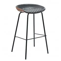 Taburete Andorra similpiel negro - Taburetes y puff