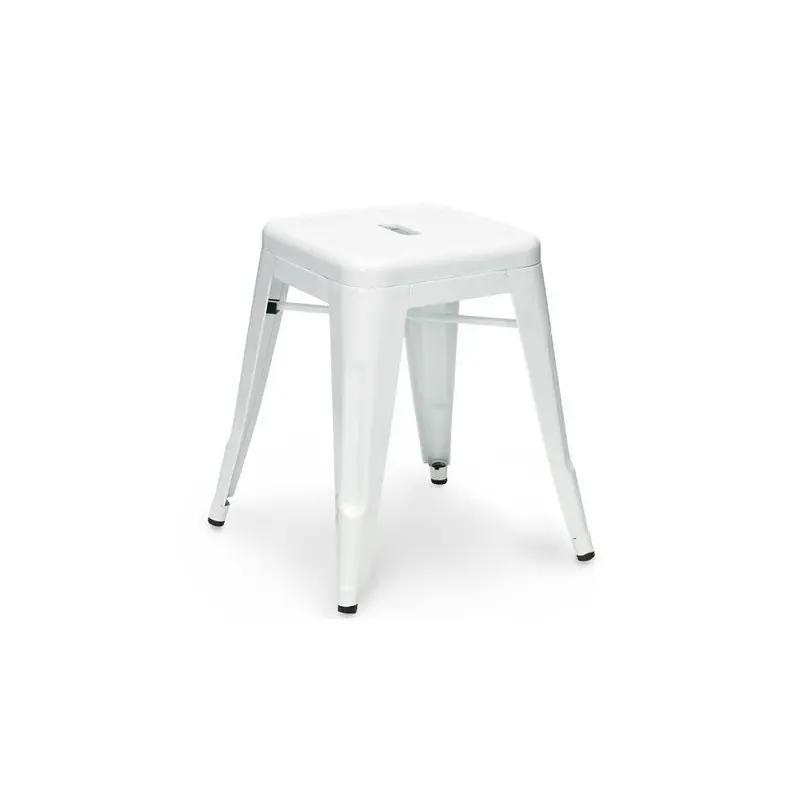 Taburete bajo apilable tolix acero blanco - Taburetes hosteleria