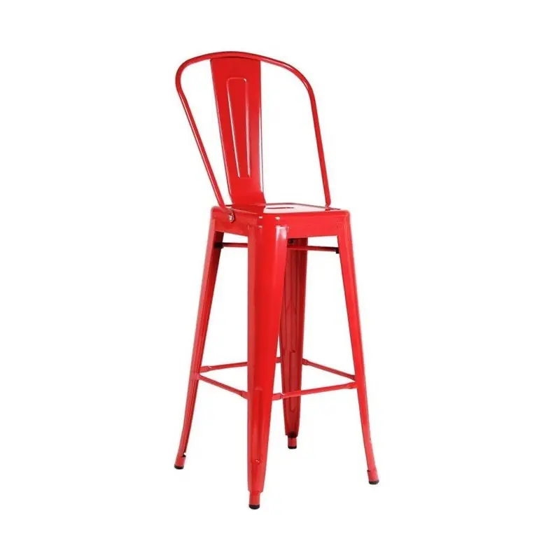 Taburete tolix respaldo alto acero rojo - Taburetes hosteleria
