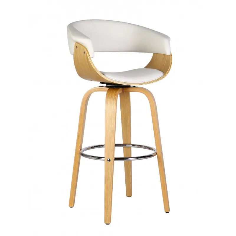 Taburete con asiento giratorio Fabio similpiel blanca - Taburetes hosteleria