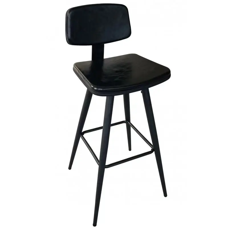 Taburete vintage similpiel negra - Taburetes hosteleria