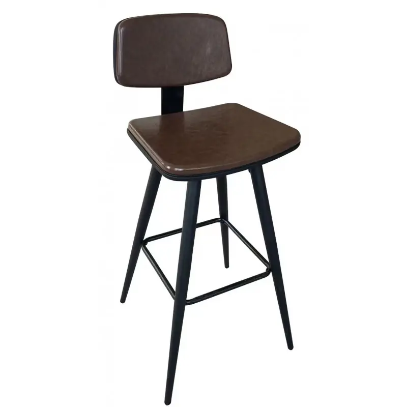 Taburete vintage similpiel marrón oscuro - Taburetes hosteleria