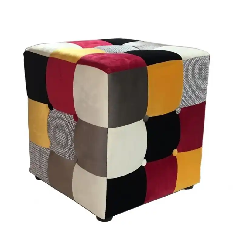 Puff Arlequín tejido patchwork - Taburetes y puff