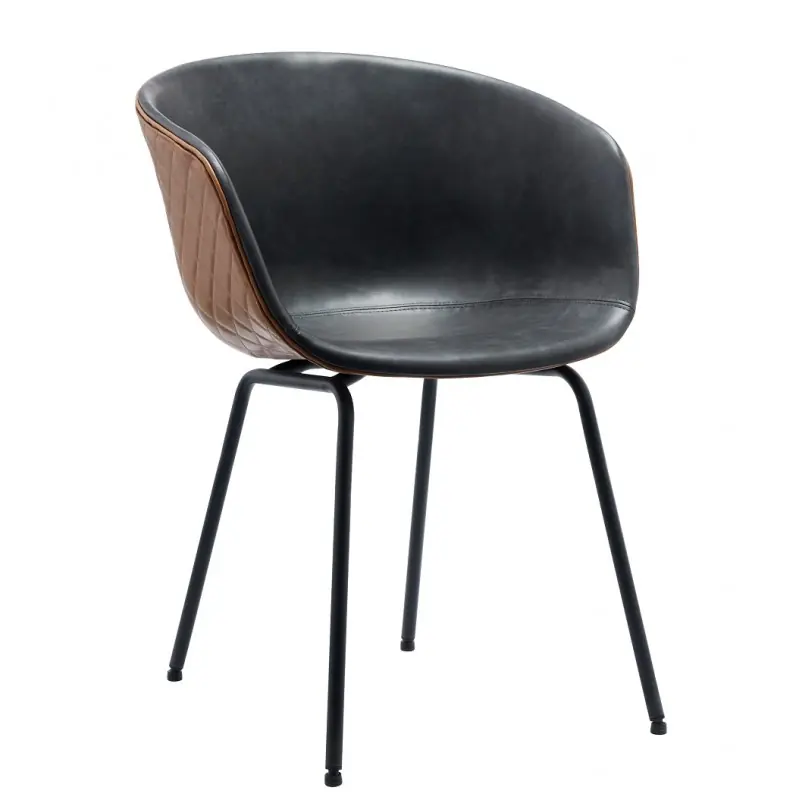 Sillon Andorra similpiel cuero marrón y negro - Sillones butacas divanes
