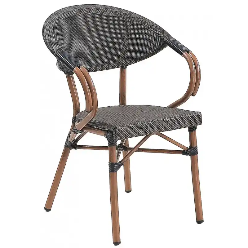 Sillón de diseño apilable bambú marfil teslin marrón - Sillas de aluminio