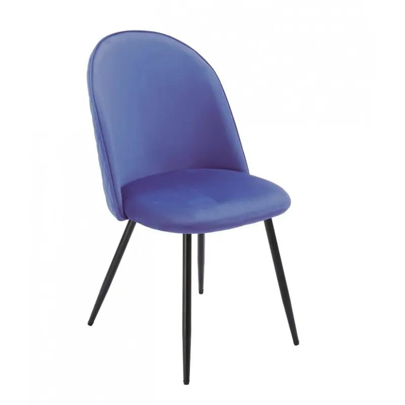 Silla Tania tapizado velvet azul respaldo con costuras en rombos - Sillas