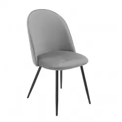 Silla Tania tapizado velvet gris respaldo con costuras en rombos - Sillas