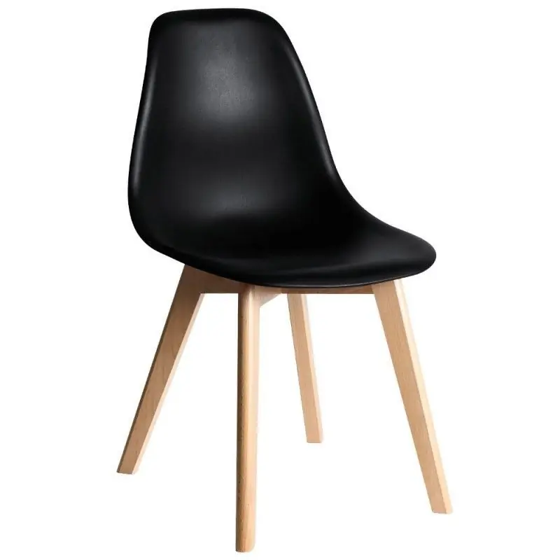 Silla de diseño madera de haya polipropileno negro - Sillas hosteleria