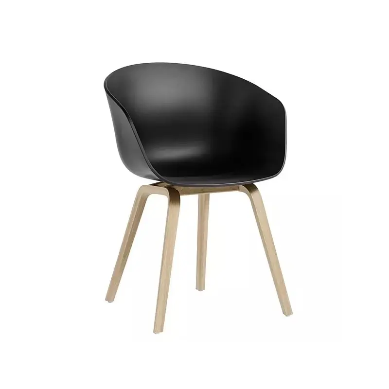Sillon nordico TOM polipropileno negro y patas de madera - Sillas