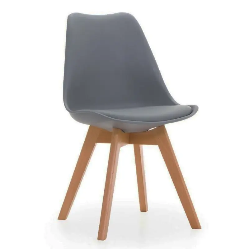 Silla nordica madera de haya, polipropileno con cojin gris oscuro - Sillas madera
