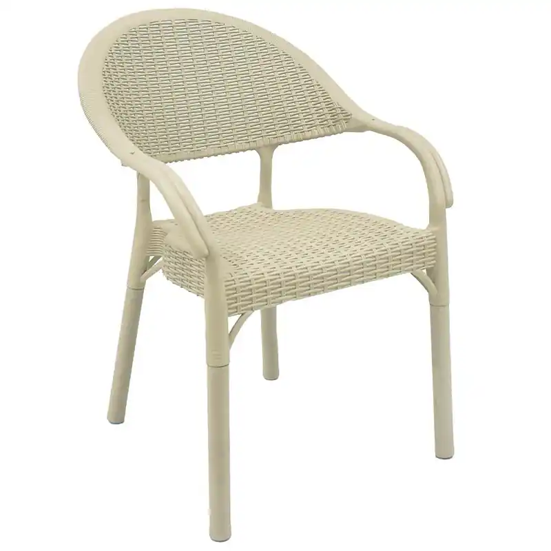 Sillón apilable polipropileno capuccino - Sillas de rattan