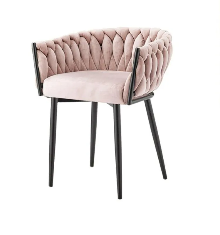 Silla Tiffany acero negro y terciopelo rosa - Sillas