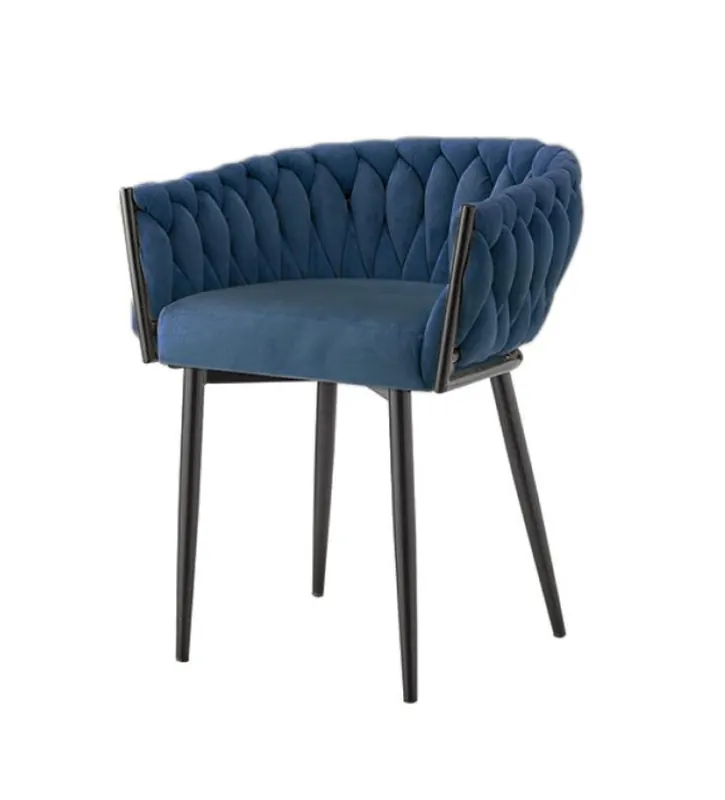 Silla Tiffany acero negro y terciopelo azul - Sillas