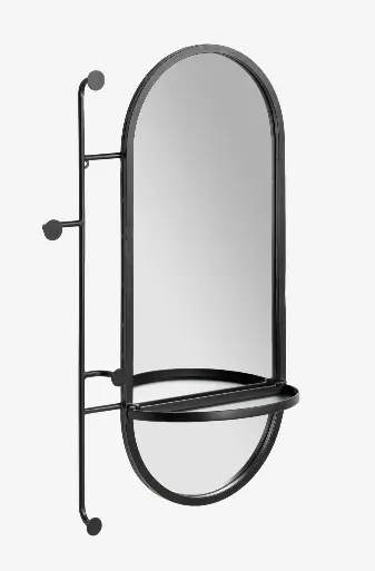 Espejo con colgadores Lira de acero negro 52×82 cm - Espejos