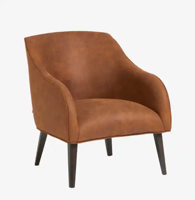 Butaca Bavaria tapizado marrón claro y patas wengué - Sillones butacas divanes