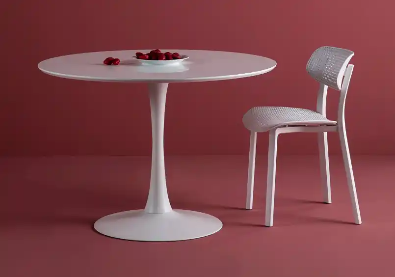 Mesa de comedor redonda Oda DM lacado blanco 110 - Mesas de comedor