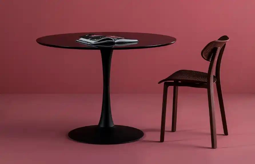 Mesa redonda Oda DM lacado negro 110 - Mesas de cocina