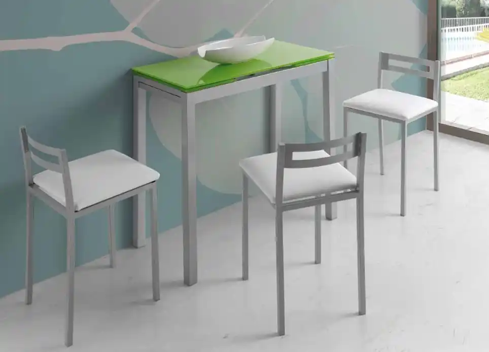 Mesa de cocina extensible Portugal cristal verde - Mesas de cocina