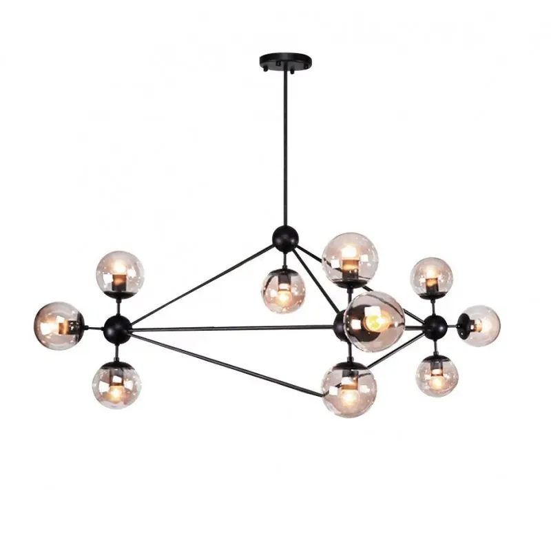 Lampara Modo 10 globos de cristal metal negro - Lamparas de techo