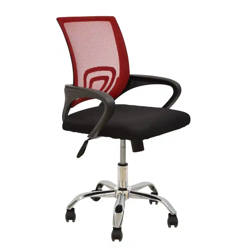 Sillón de oficina Silen basculante malla roja tejido negro - Sillas oficina operativas