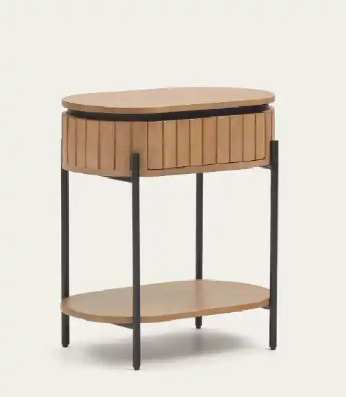 Mesita de noche con cajon London madera maciza de mango 55x65cm - Mesitas de noche