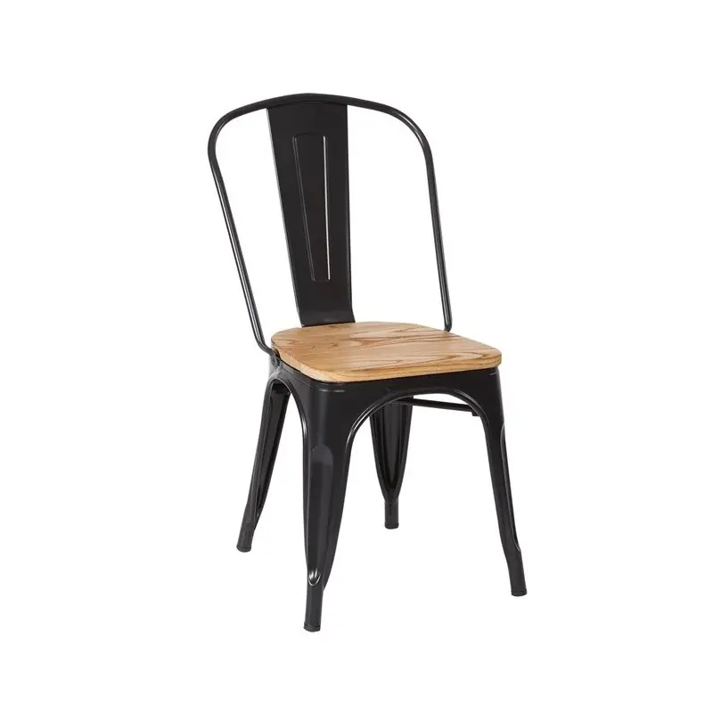 Silla tolix acero negro madera natural - Sillas de Acero