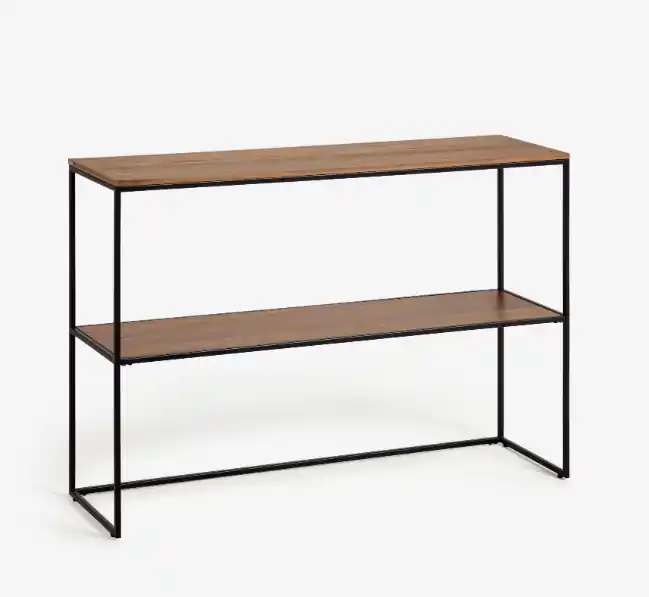 Consola Nofre chapa de nogal y de metal negro 120×80 cm - Consolas