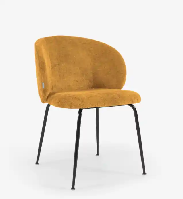 Silla Tuent chenilla mostaza y acero negro - Sillas
