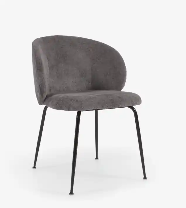 Silla Tuent chenilla gris y acero negro - Sillas
