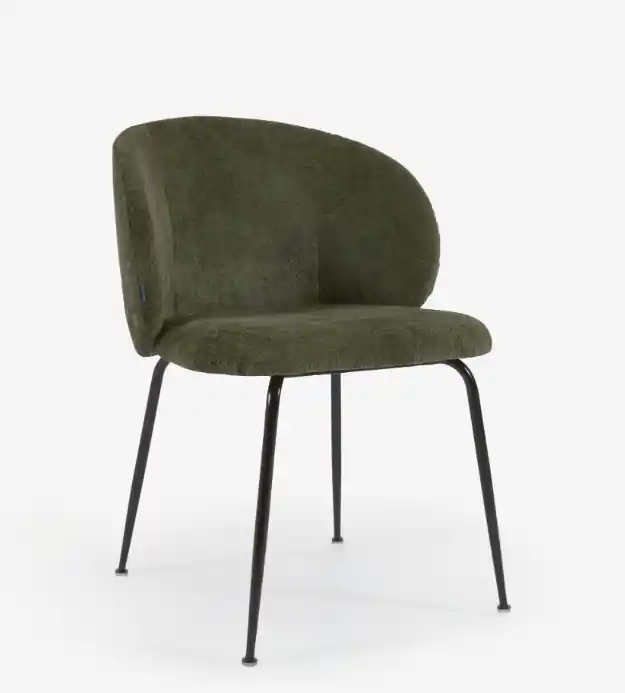 Silla Tuent chenilla verde y acero negro - Sillas