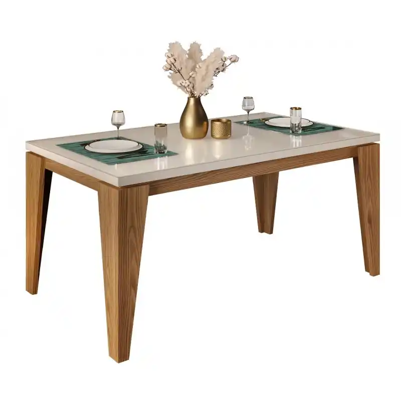 Mesa de comedor Isabel roble con blanco roto 170x90cm - Mesas de comedor