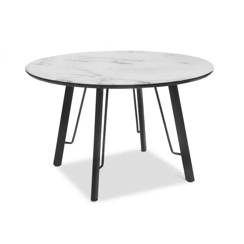 Mesa redonda madera imitación mármol 120 cm - Mesas de comedor