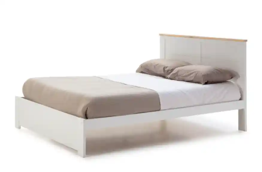 Cama Akira madera DM/PINO blanco 160×200 cm - Camas y canapes