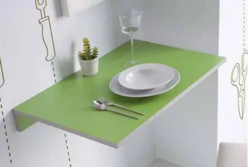 Mesa de cocina abatible Tavira MDF verde 10-50×80 cm