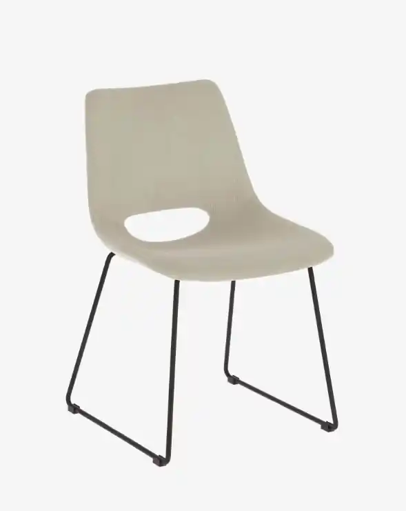 Silla Alba pana beige y acero negro - Sillas