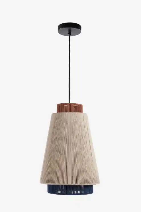 Lámpara de techo Favole metal y cuerda beige, azul y terracota - Lamparas de techo
