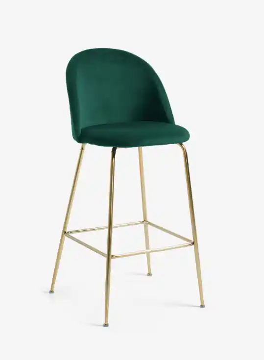 Taburete Elie terciopelo verde y acero dorado 76cm - Taburetes y puff