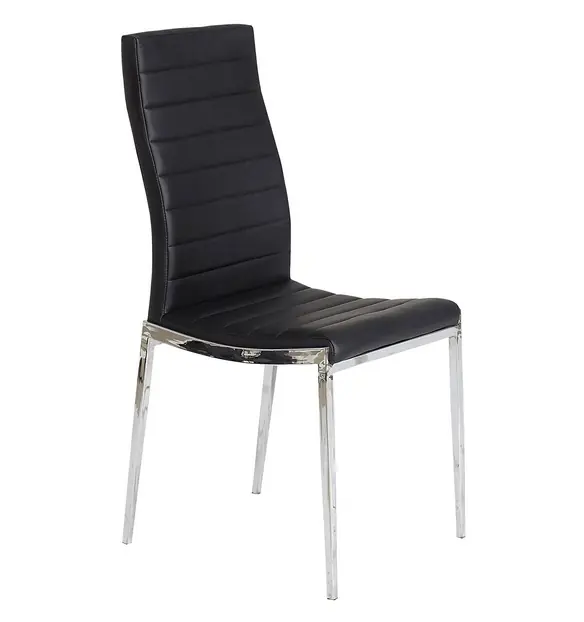 Silla Silvia polipiel negro patas cromadas - Sillas