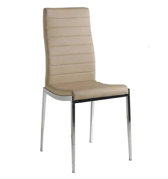 Silla Silvia polipiel capuchino patas cromadas - Sillas