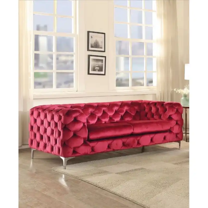 Sofá Chester Royal terciopelo rojo vino 2 plazas - Sofas