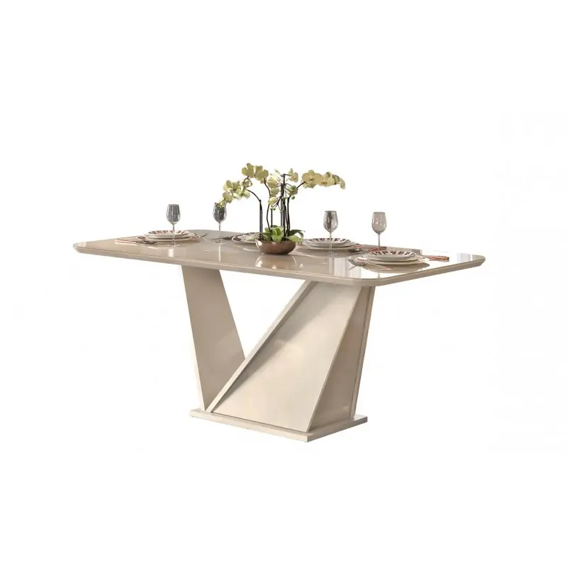 Mesa de comedor Frida de cristal y madera 180×90 cm - Mesas de comedor