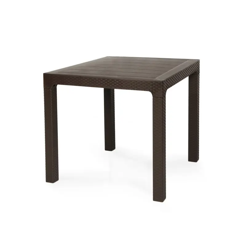 Mesa Elene rattan polipropileno chocolate 80×80 cm - Mesas hosteleria