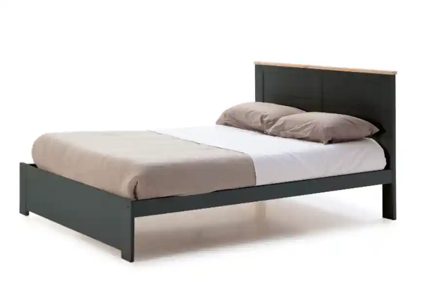 Cama Akira madera DM/PINO gris antracita 140x190cm - Camas y canapes