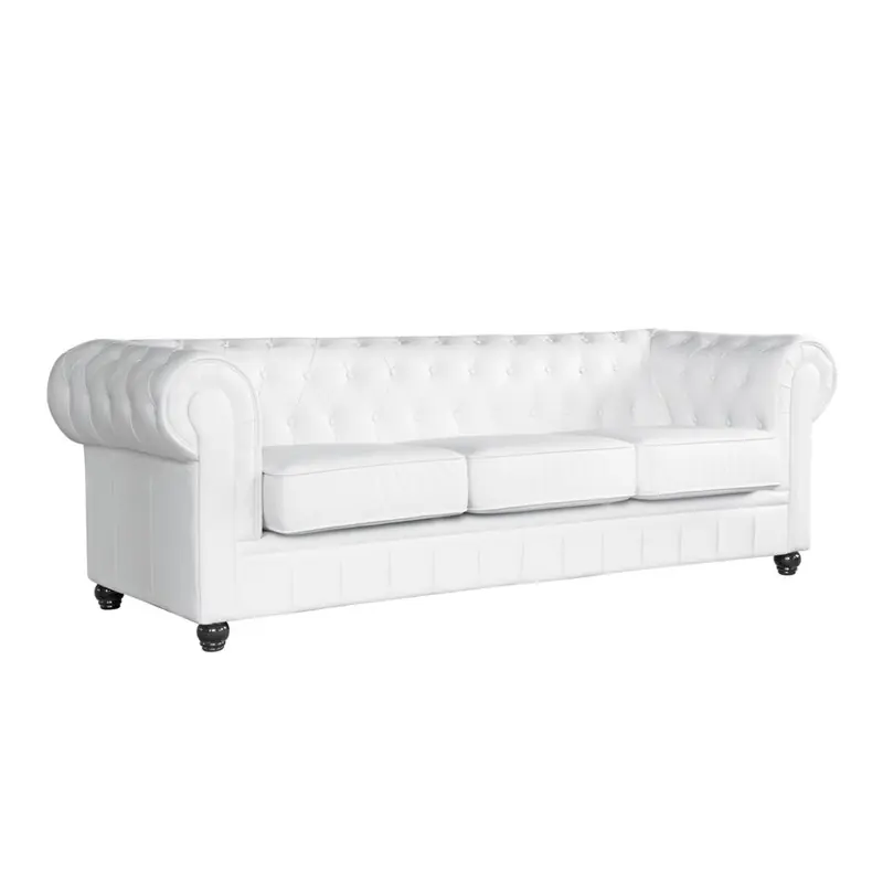 Sofá chester 3 plazas similpiel blanca - Sofas