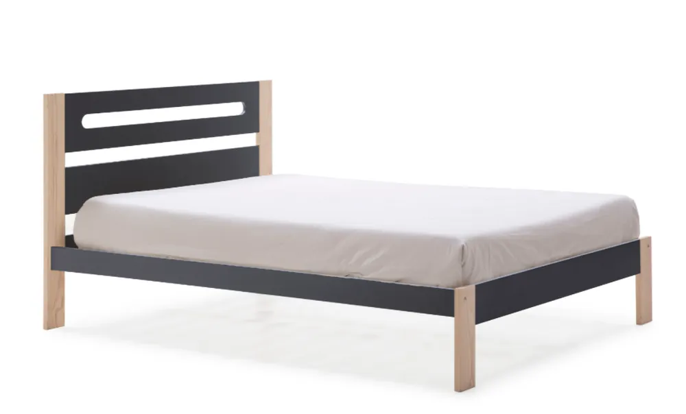 Cama Keisly madera DM/PINO antracita 140x190cm - Camas y canapes