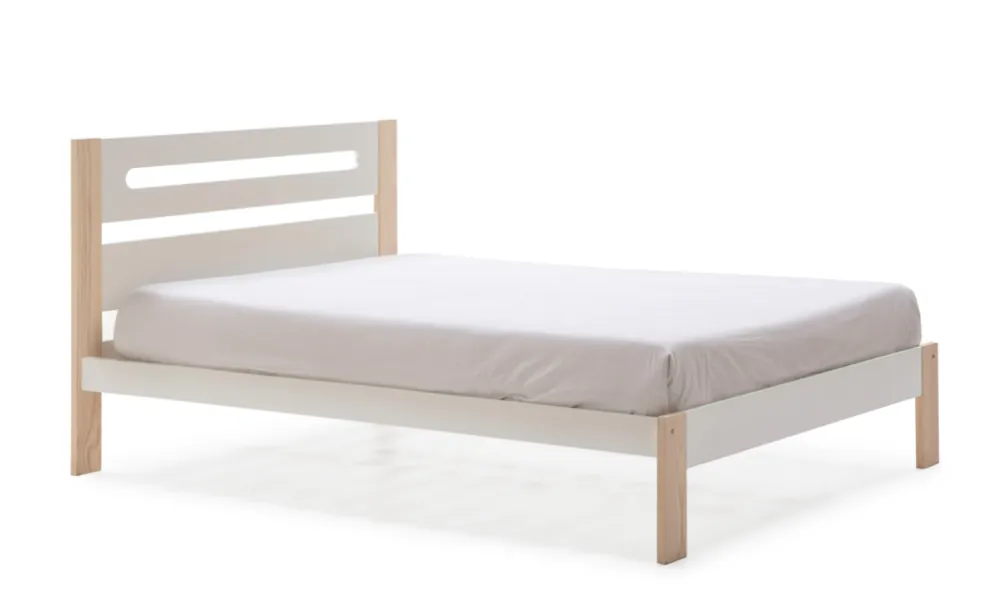 Cama Keisly madera DM/PINO blanco 140x190cm - Camas y canapes