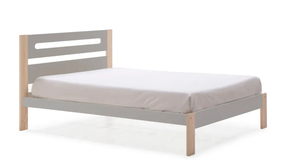 Cama Keisly madera DM/PINO gris claro 140x190cm - Camas y canapes