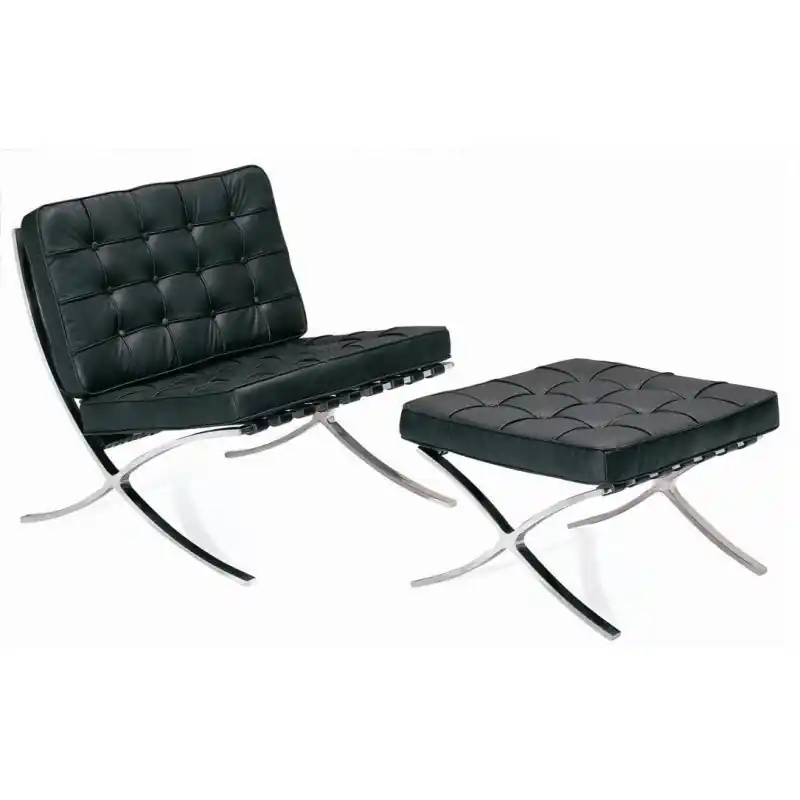 Silla con ottoman Barcelona similpiel negro - Sillones